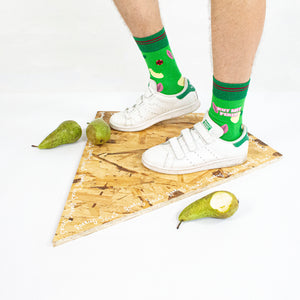 Roaring Socks - Sokken Kut met peren - Groen - Katoen - Leuk - Grappig - Vrolijk - Fashion – Cadeau