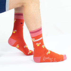 Roaring Socks - Sokken – Lekker Rammen - Rood – Ram Hoorn Schaap- Café - Katoen - Leuk - Grappig - Vrolijk - Fashion – Cadeau