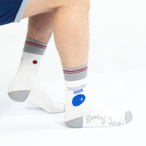 Roaring Socks - Sokken – World Map 2050 - Blauw – Overstroming – Water overlast - Aarde onder water- Katoen - Leuk - Grappig - Vrolijk - Fashion – Cadeau