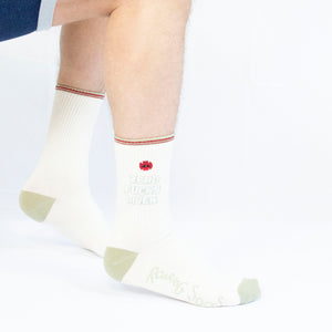 Roaring Socks – Sport Sokken - Zero fucks given - Beige - Katoen - Leuk - Grappig - Vrolijk - Fashion – Cadeau - Steun - Stevig